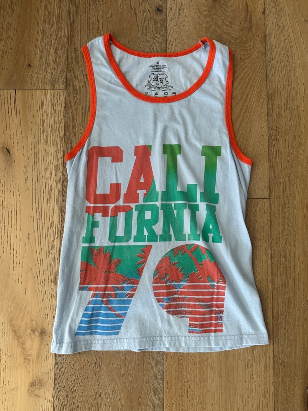 Men’s California'Graphic Tank Top with Orange Trim